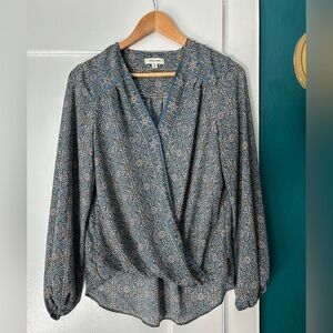 Max Studio Blue Paisley Wrap Blouse